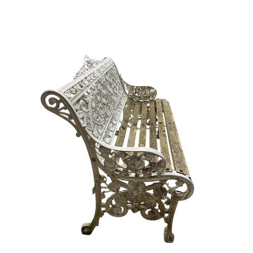 2081 - A pair of reproduction Coalbrookdale style aluminium 'Narcissi' pattern garden benches, width 130cm,... 