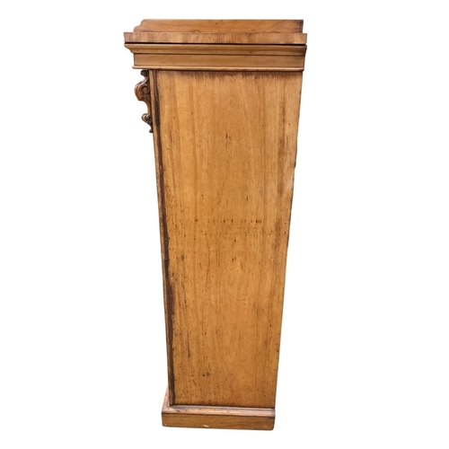 2083 - A mid Victorian satin birch Wellington chest, fitted seven drawers, with a side locking bar, width 6... 