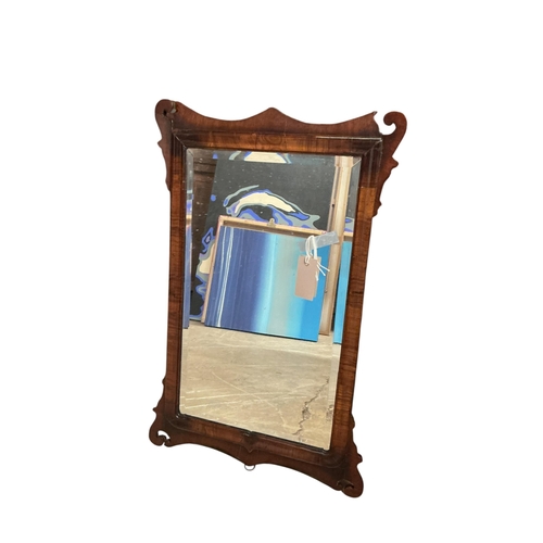 2088 - A 19th century mahogany framed fret carved and bevelled wall mirror, width 43cm, height 65cm