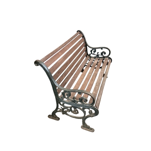 2093 - A Victorian style slatted cast metal garden bench, width 128cm, depth 60cm, height 80cm