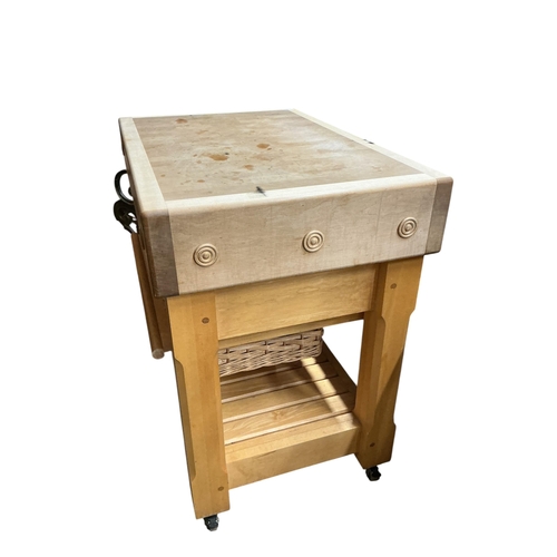 2095 - A modern Smallbone butcher's block, width 70cm, depth 91cm, height 91cm