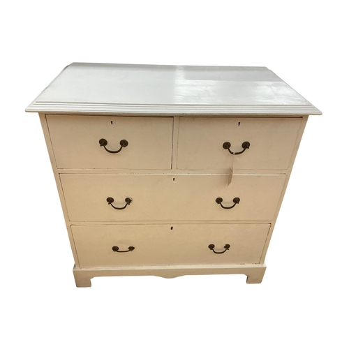 2096 - An early 20th century painted pine chest of drawers, width 91cm, depth 51cm, height 90cm