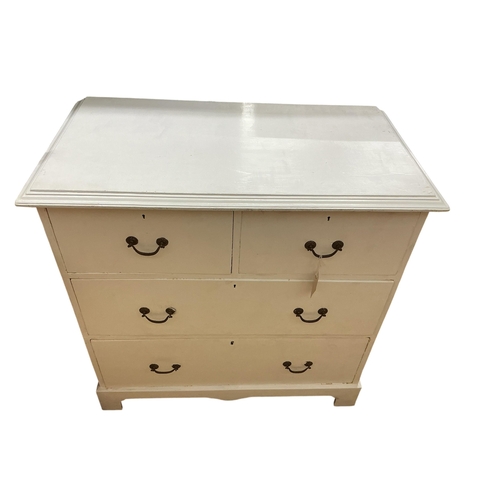 2096 - An early 20th century painted pine chest of drawers, width 91cm, depth 51cm, height 90cm