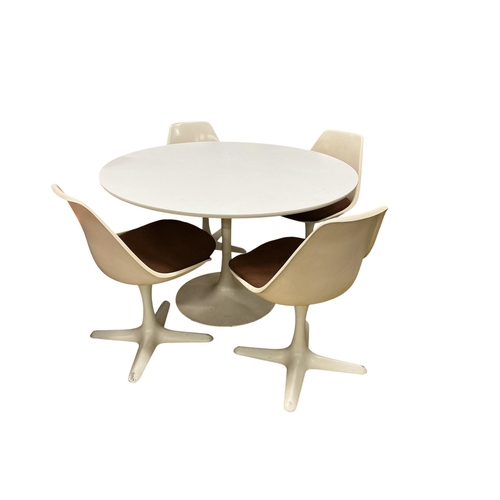2101 - An Arkana Tulip table, diameter 121cm, height 72cm and four chairs
