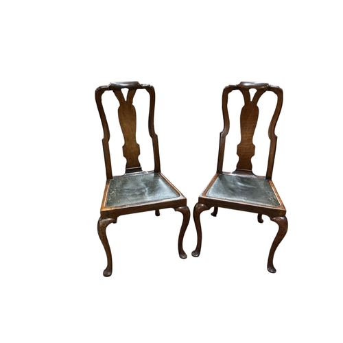 2106 - Two pairs of Queen Anne walnut chairs, (Purchased from Pyrford Court, Woking - house sale Catalogue ... 