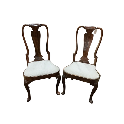2106 - Two pairs of Queen Anne walnut chairs, (Purchased from Pyrford Court, Woking - house sale Catalogue ... 