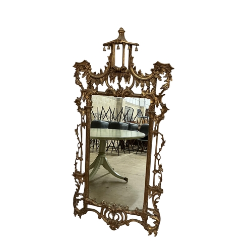 2111 - A George III style giltwood and composition Chinese Chippendale wall mirror, width 78cm, height appr... 