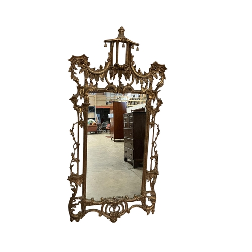 2111 - A George III style giltwood and composition Chinese Chippendale wall mirror, width 78cm, height appr... 