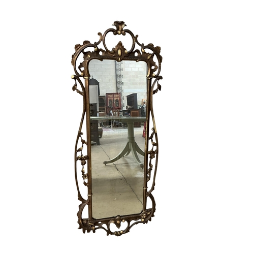 2112 - A George III style gilt composition wall mirror, width 55cm, height 137cm