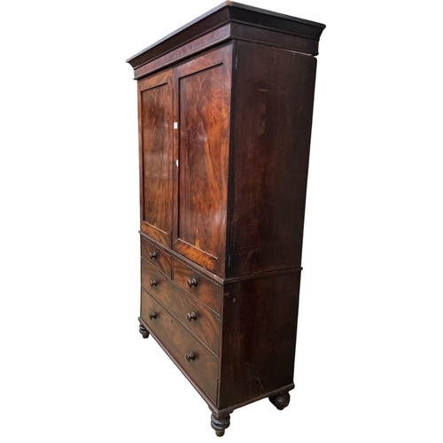 2113 - A Regency mahogany linen press (converted to a hanging wardrobe), width 130cm, depth 55cm, height 20... 