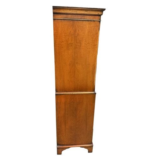 2116 - A George III style yew veneered tallboy, width 71cm, depth 42cm, height 155cm