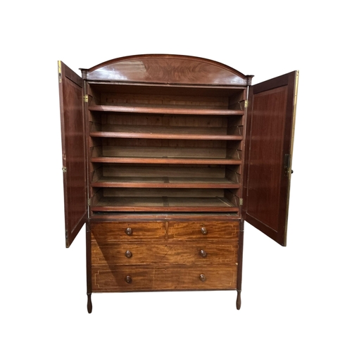 2123 - A George IV banded mahogany linen press, width 142cm, depth 53cm, height 228cm