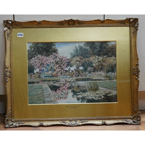 2755 - Lillian Stannard (1877-1944), 'An Old Wall and Water Garden, signed, Charles Nicholls & Son label ve... 