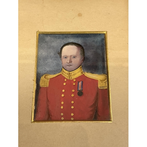 2792 - A print of a boy in profile, along with a Naive school, portrait miniature of an officer, watercolou... 