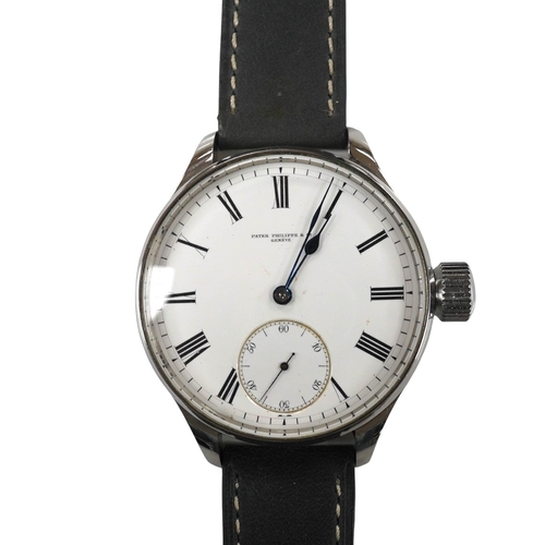 2902 - A gentlemen's large stainless steel wrist watch, later converted to a custom made modern wrist watch... 
