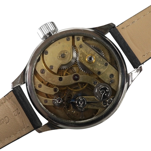 2902 - A gentlemen's large stainless steel wrist watch, later converted to a custom made modern wrist watch... 