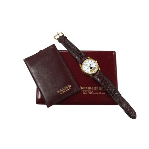 2903 - A gentleman's 1980's 18k gold Girard Perregaux Equation Terre quartz wrist watch, with Roman dial, s... 