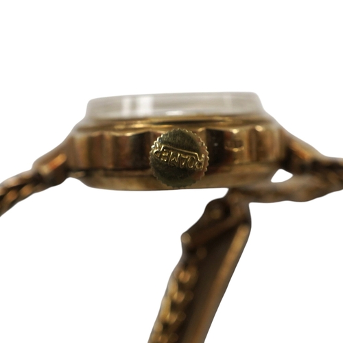 2904 - A lady's 1960's 9ct gold Roamer Incabloc manual wind wrist watch, with baton numerals, case diameter... 