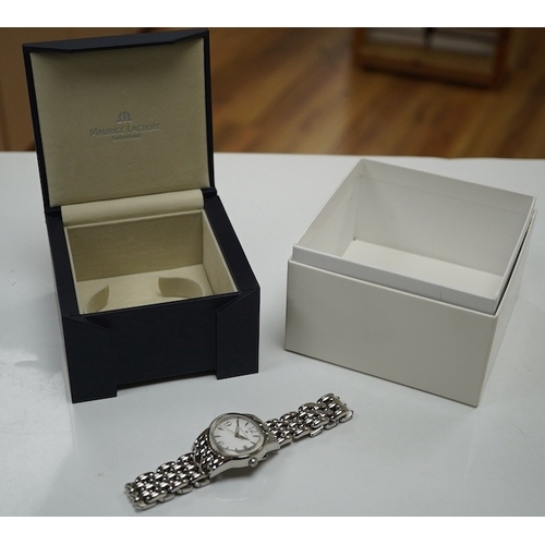 2907 - A lady's recent stainless steel Maurice Lacroix quartz wrist watch, with baton and Arabic dial and d... 
