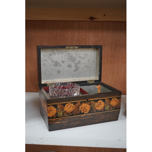 1383 - A Victorian Tunbridge ware perspective, cube specimen marquetry and tesserae mosaic coromandel wood ... 