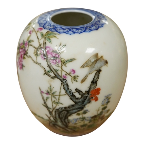 1437 - A Chinese enamelled semi-eggshell porcelain waterpot, 10cm high