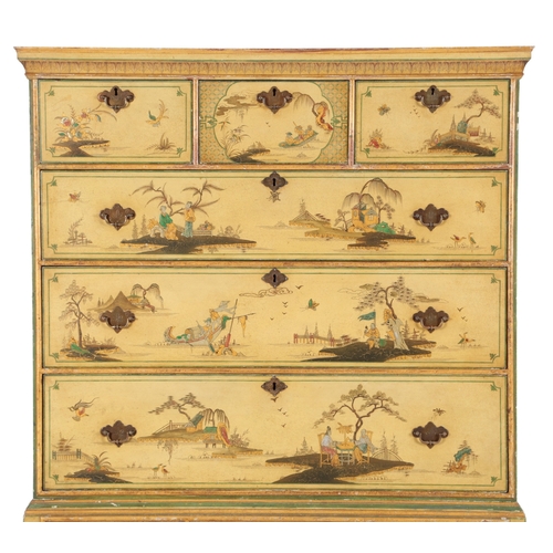 A George I style chinoiserie lacquer chest on stand, early to mid-20th ...