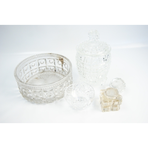 98 - A Collection of Decorative Cut and Moulded GlasswareA collection of clear and tinted decorative gl... 