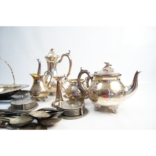 107 - An Assortment of Silver Plated Tableware Including a Tea and Coffee Service and Commemorative Tankar... 