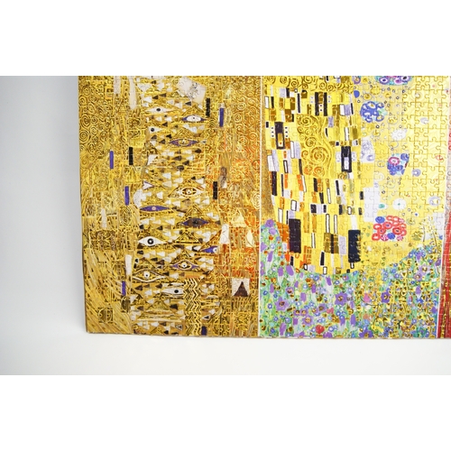 116 - Linda King (British, b. 1958), An Assembled Jigsaw Puzzle Triptych After Gustav KlimtA large-scale... 