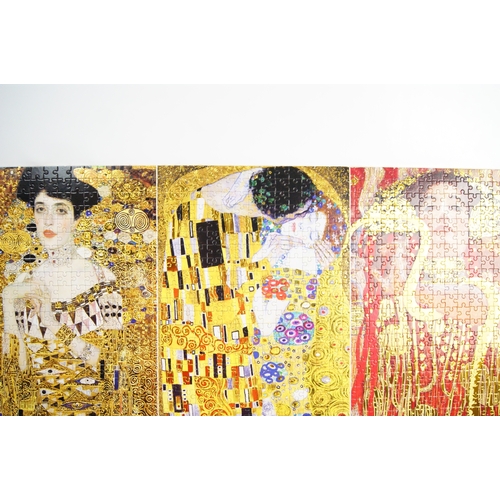 116 - Linda King (British, b. 1958), An Assembled Jigsaw Puzzle Triptych After Gustav KlimtA large-scale... 