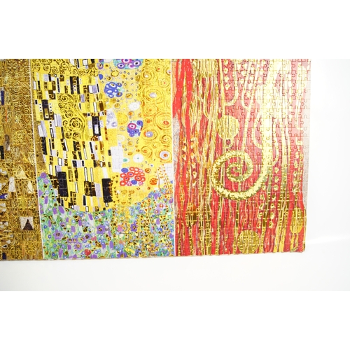 116 - Linda King (British, b. 1958), An Assembled Jigsaw Puzzle Triptych After Gustav KlimtA large-scale... 