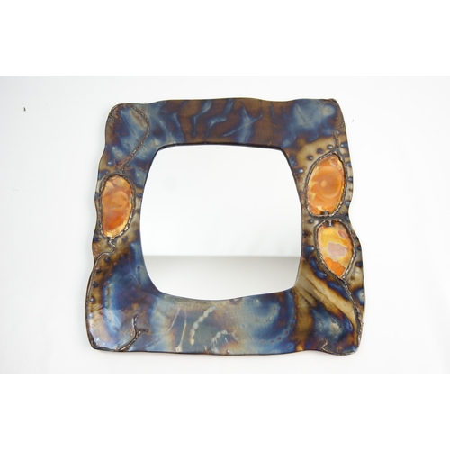 119 - Paul Hoskin Abstract Arcs Recycled Copper and Agate Studio Wall MirrorThis contemporary studio wal... 