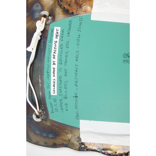 119 - Paul Hoskin Abstract Arcs Recycled Copper and Agate Studio Wall MirrorThis contemporary studio wal... 