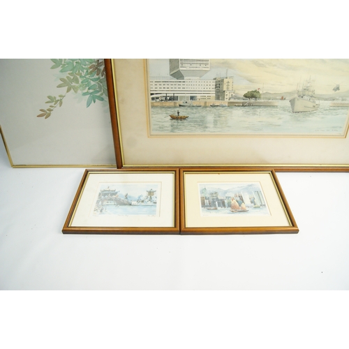 62 - A Collection of Framed Artworks Depicting Hong Kong and Botanical SubjectsA collection of framed a... 