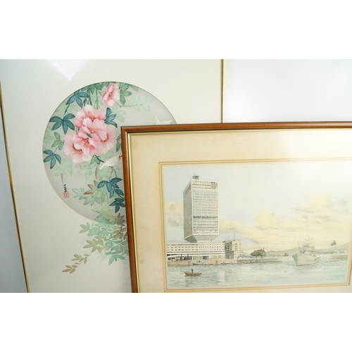 62 - A Collection of Framed Artworks Depicting Hong Kong and Botanical SubjectsA collection of framed a... 