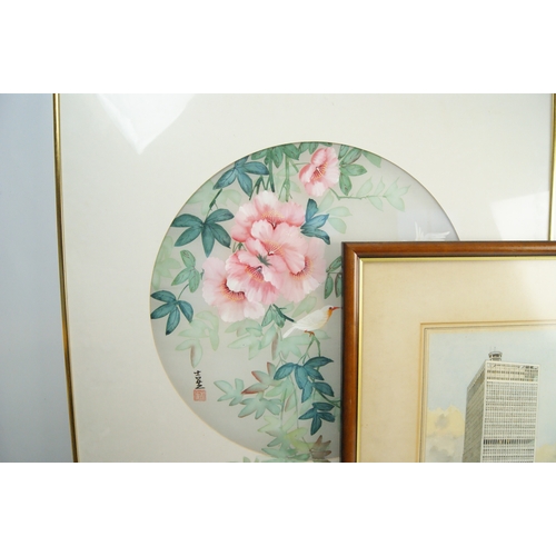 62 - A Collection of Framed Artworks Depicting Hong Kong and Botanical SubjectsA collection of framed a... 