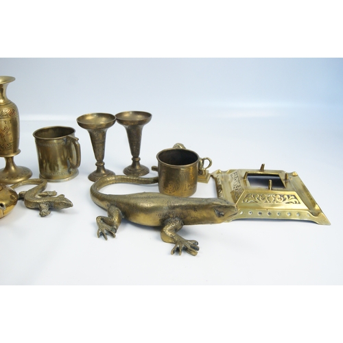 84 - An Assortment of Vintage Southeast Asian Engraved BrasswareAn assortment of vintage decorative bra... 