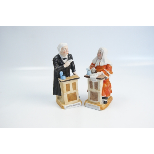 88 - A Pair of Staffordshire-Type Pearlware Satirical Legal FigurinesA pair of hand-painted ceramic fig... 