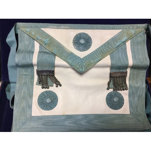 53 - Of Masonic Interest: A case containing two aprons -