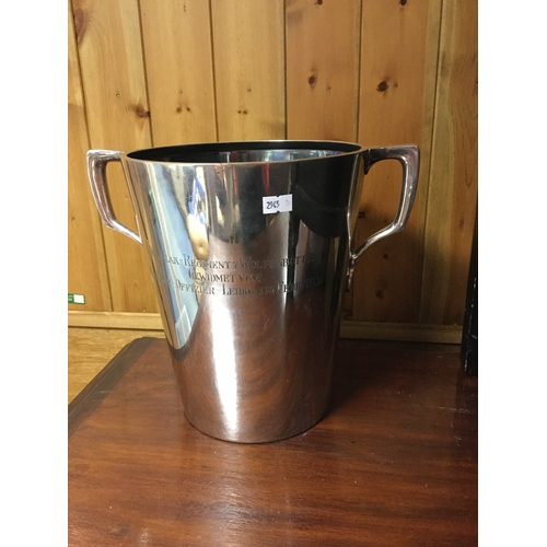 81 - Of military interest: A 1930's German silver plated ice bucket,
with regimental inscription -