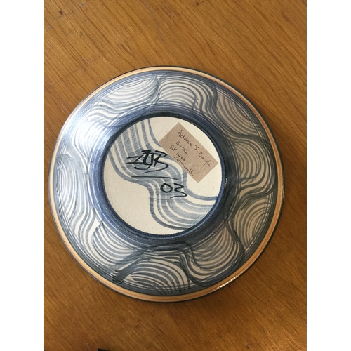 113 - An Adrian Brough studio pottery bowl,
painted to the interior with a fish -