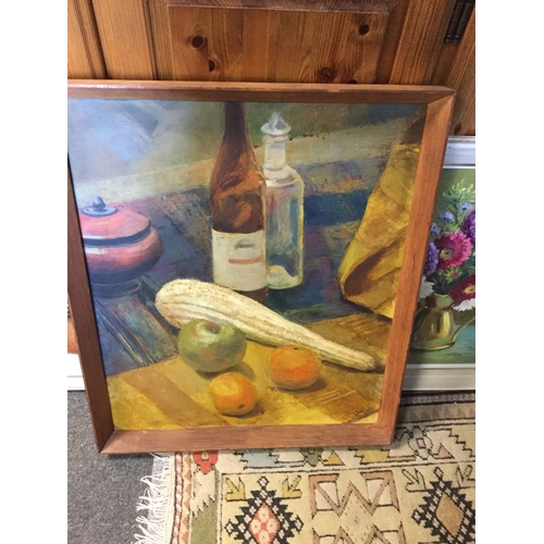 149 - A pair of 1960's floral still life oils,
each signed D'Arcy and another still life (3) -