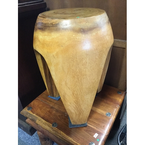 393 - A hardwood stool/table, carved from a trunk -
