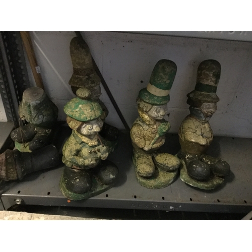 404 - A set of five 'Diddymen' garden statues (1 a/f) -