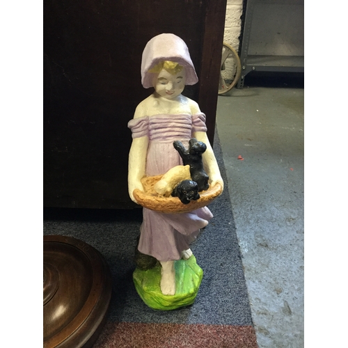 405 - Two painted garden figural statues -