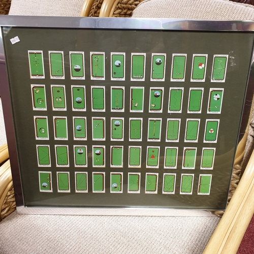 193 - Cigarette Cards: A framed display of 50 
Ogdens Trick Billiards cards -