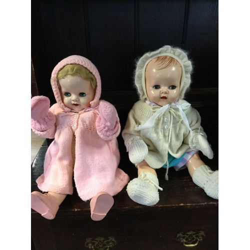 197 - Two vintage Pedigree dolls, 
one with open/close rolling eyes, open mouth, moulded hair, the other w... 