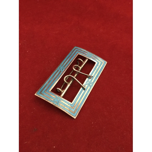 36 - An Edwardian silver and enamel buckle, 
Levi & Solomon, Birmingham 1908 -