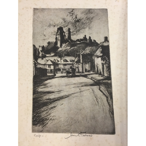 178 - A group of etchings and engravings, 
to include three views signed Dobson, and assorted engravings o... 