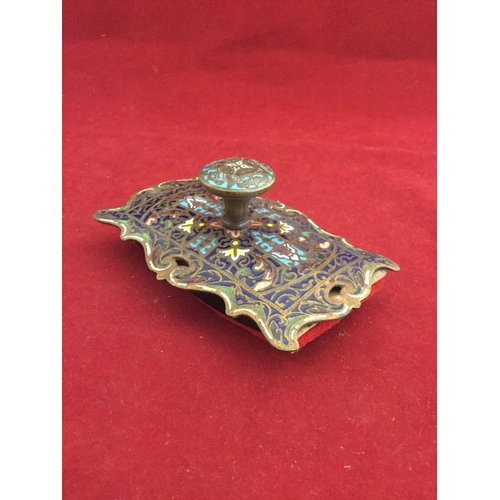 80 - A 19th century champlevé enamel and brass blotter -